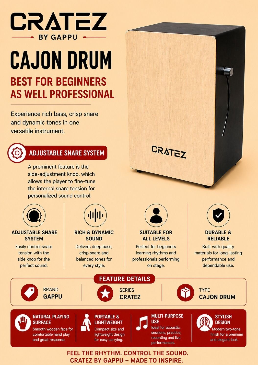 musiking CLAPBOX CRATEZ BY GAPPU CAJON MGAX35 Cajons-picture-17