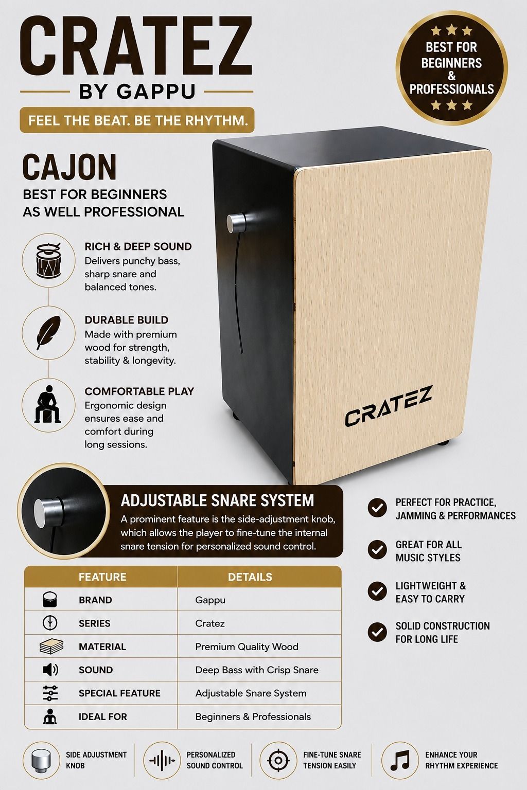 musiking CLAPBOX CRATEZ BY GAPPU CAJON MGAX19 Cajons-picture-44
