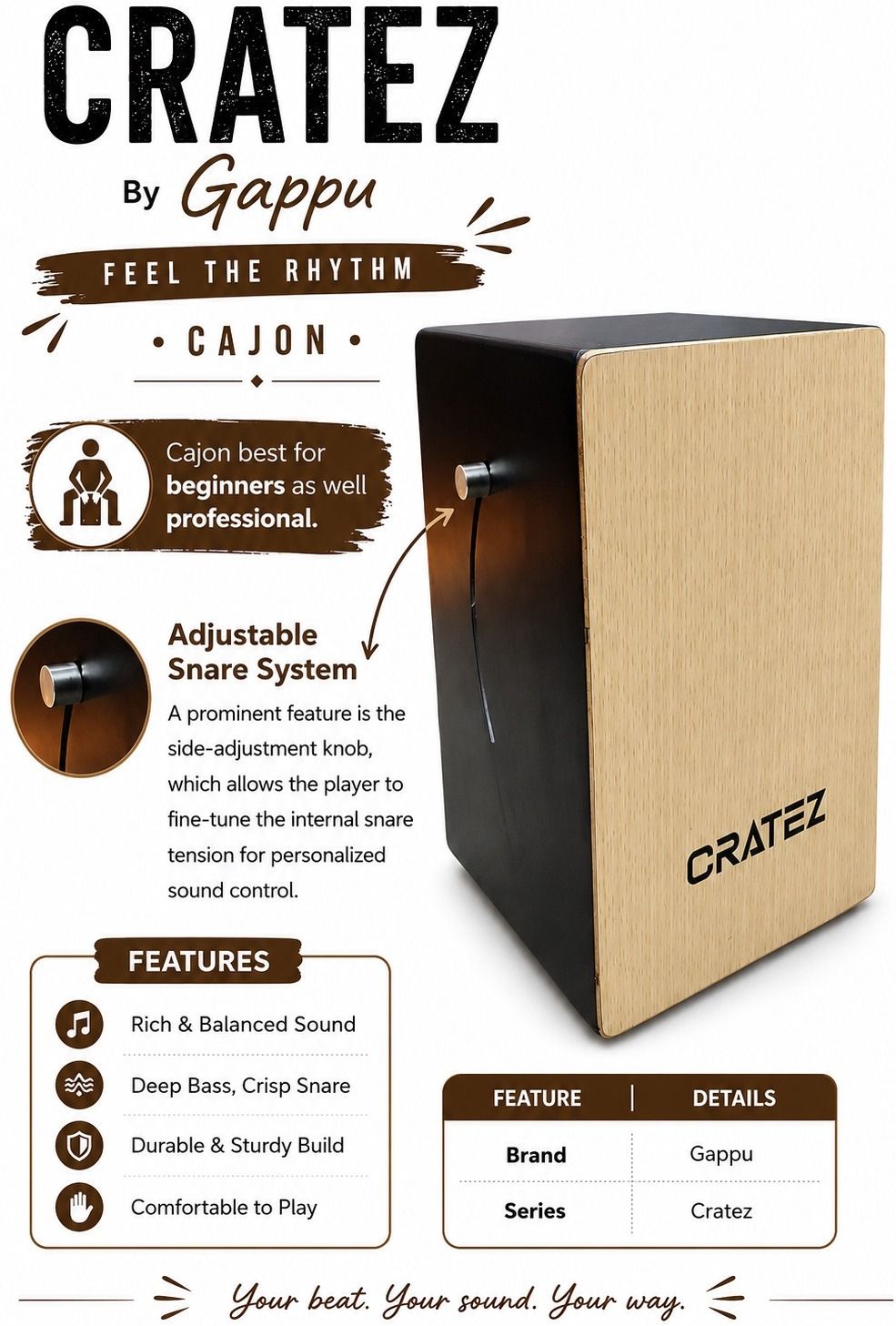 musiking CLAPBOX CRATEZ BY GAPPU CAJON MGAX12 Cajons-picture-14