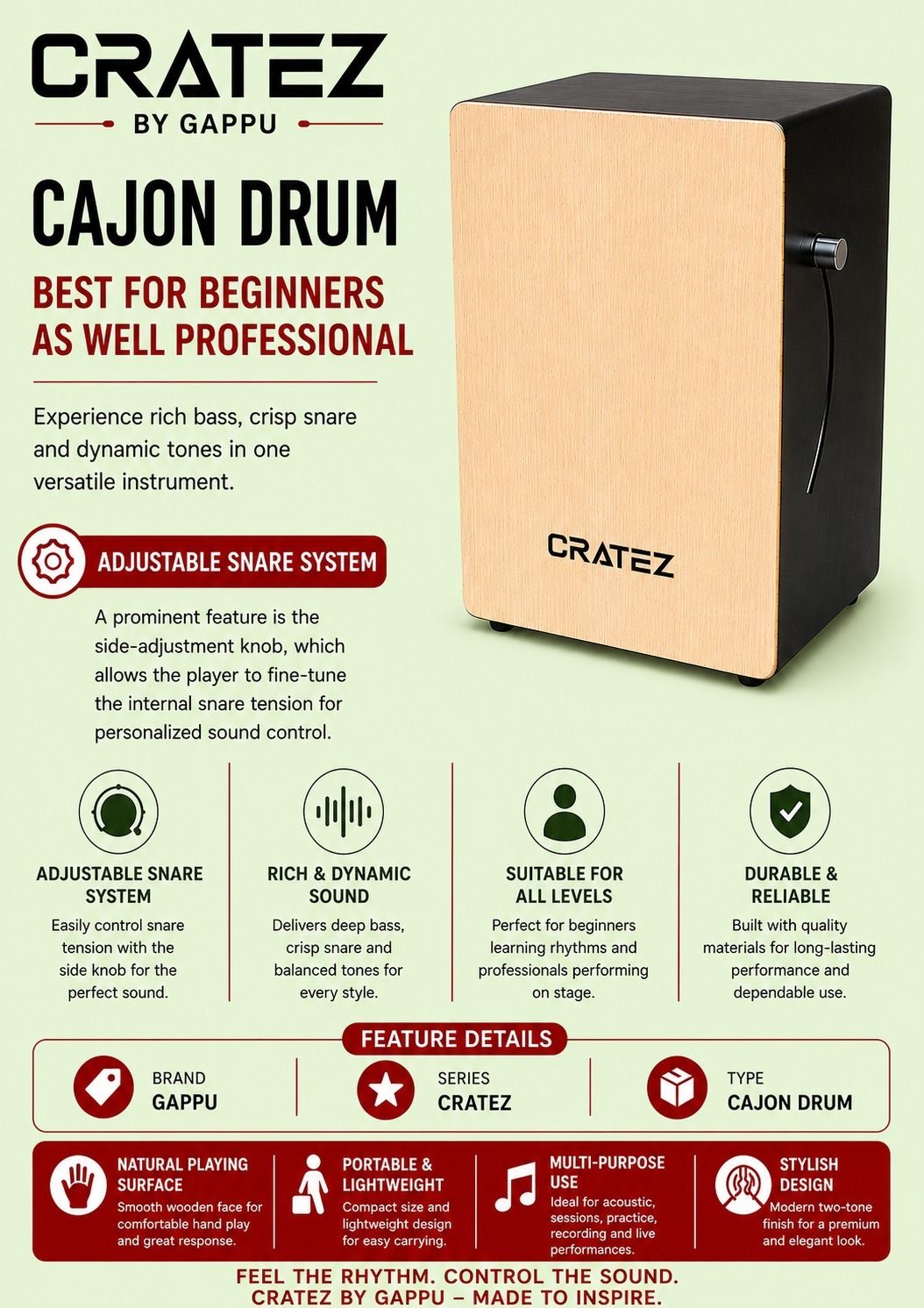 musiking CLAPBOX CRATEZ BY GAPPU CAJON MGAX34 Cajons-picture-41