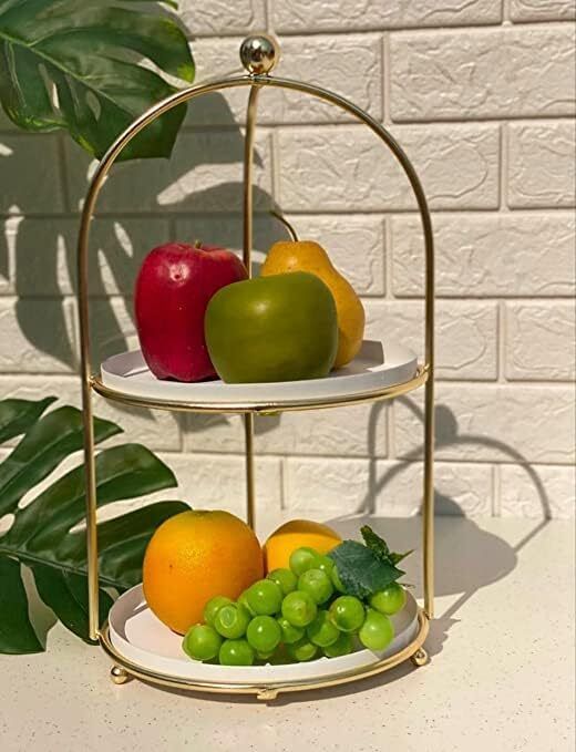 ebullient enterprises Metal 2-Tier Cake Stand Snack Platter for Home Decor Iron Cake Server-picture-18