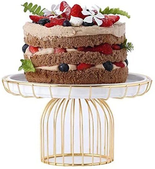 Metal Cupcake Stand White And Gold Multipurpose Round Shape Iron Cake Server-image-26