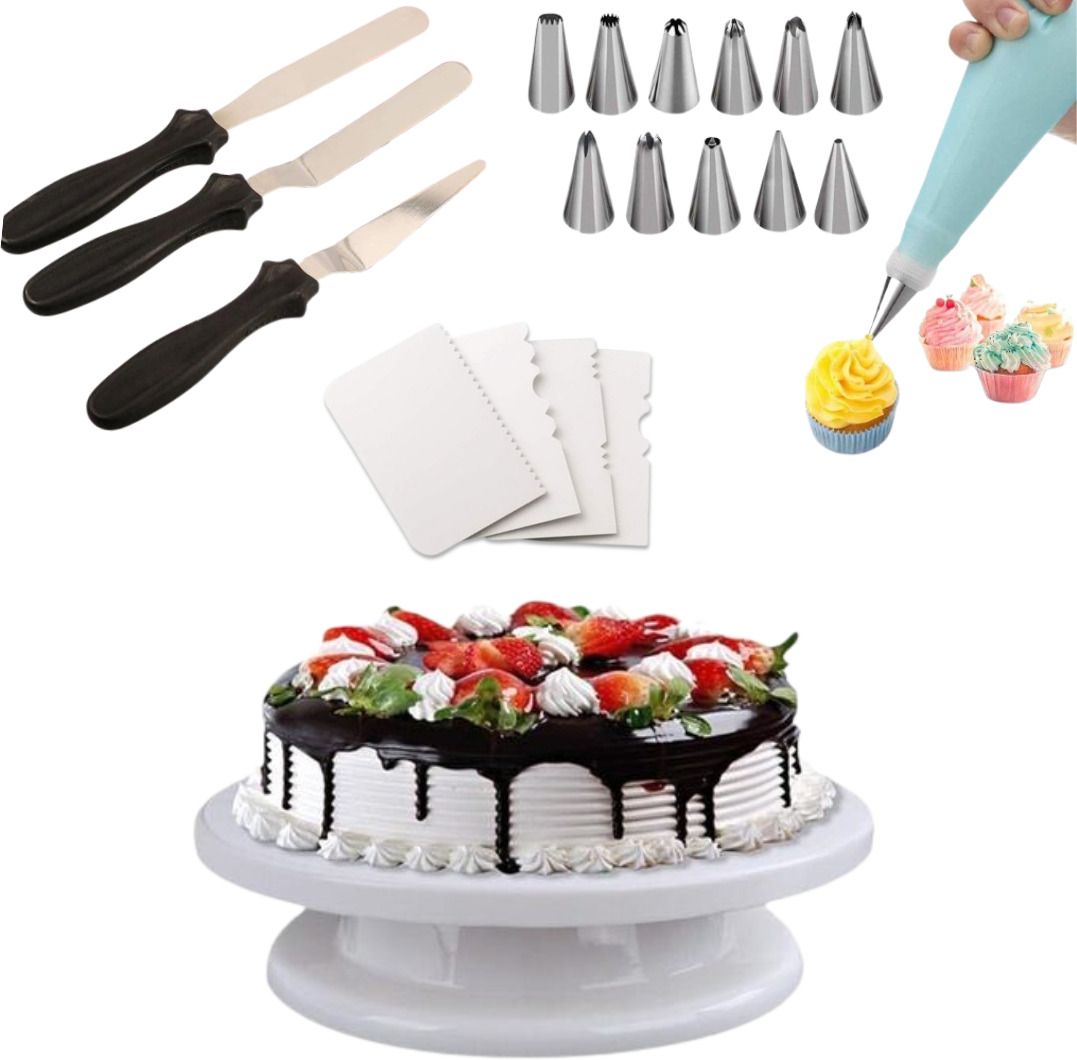 Cake Maker Combo,360° Rotating table,Nozzle,4 Scraper,3 Knife Full Cake Maker Cake Maker