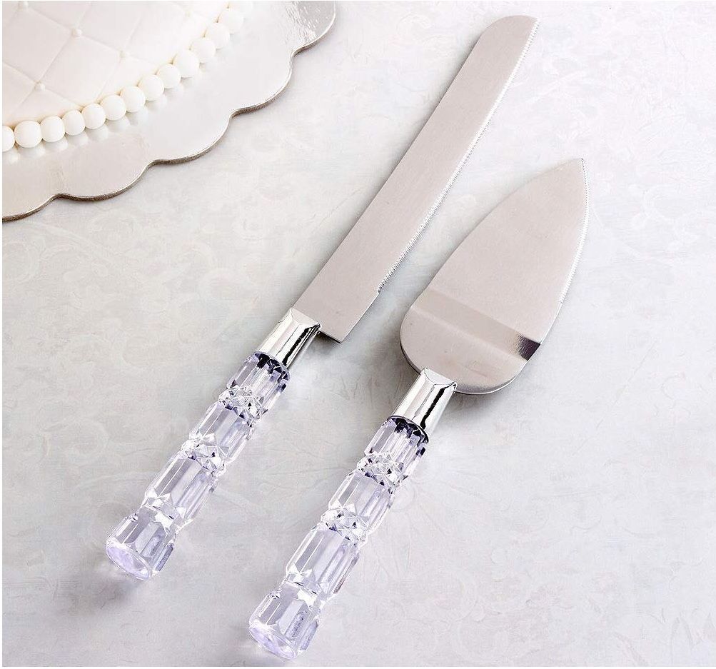marvino Cake Knife Server Set Acrylic Handle Slicer cutter Decorating Tools weeding Stainless Steel Cake Server-picture-18