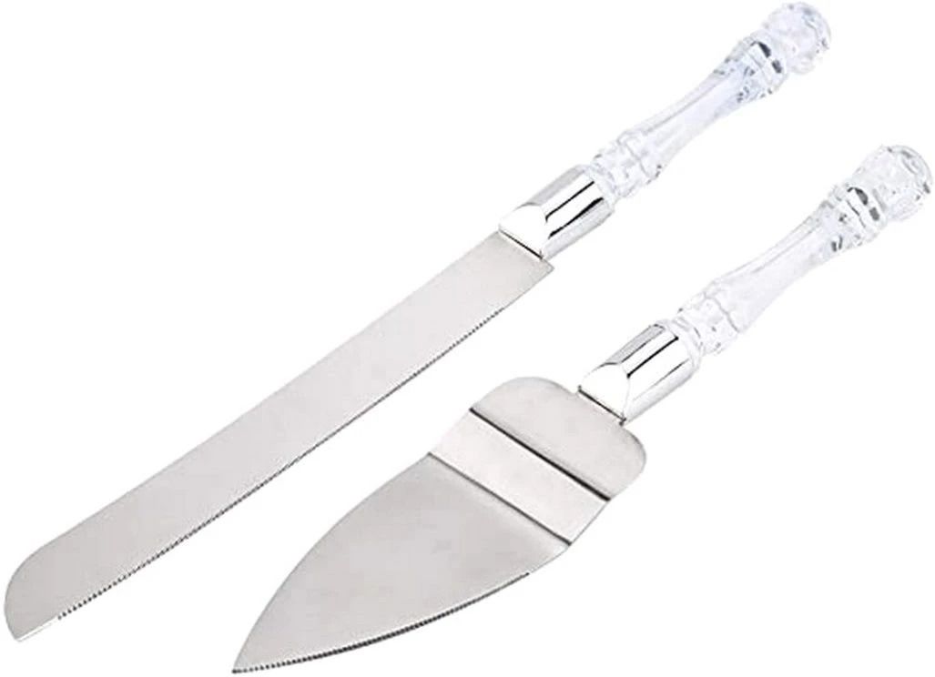 aditya enterprise Cake Serving Set Cake Server Cake Décor with Crystal Handles for Weddings Steel Cake Server-picture-14