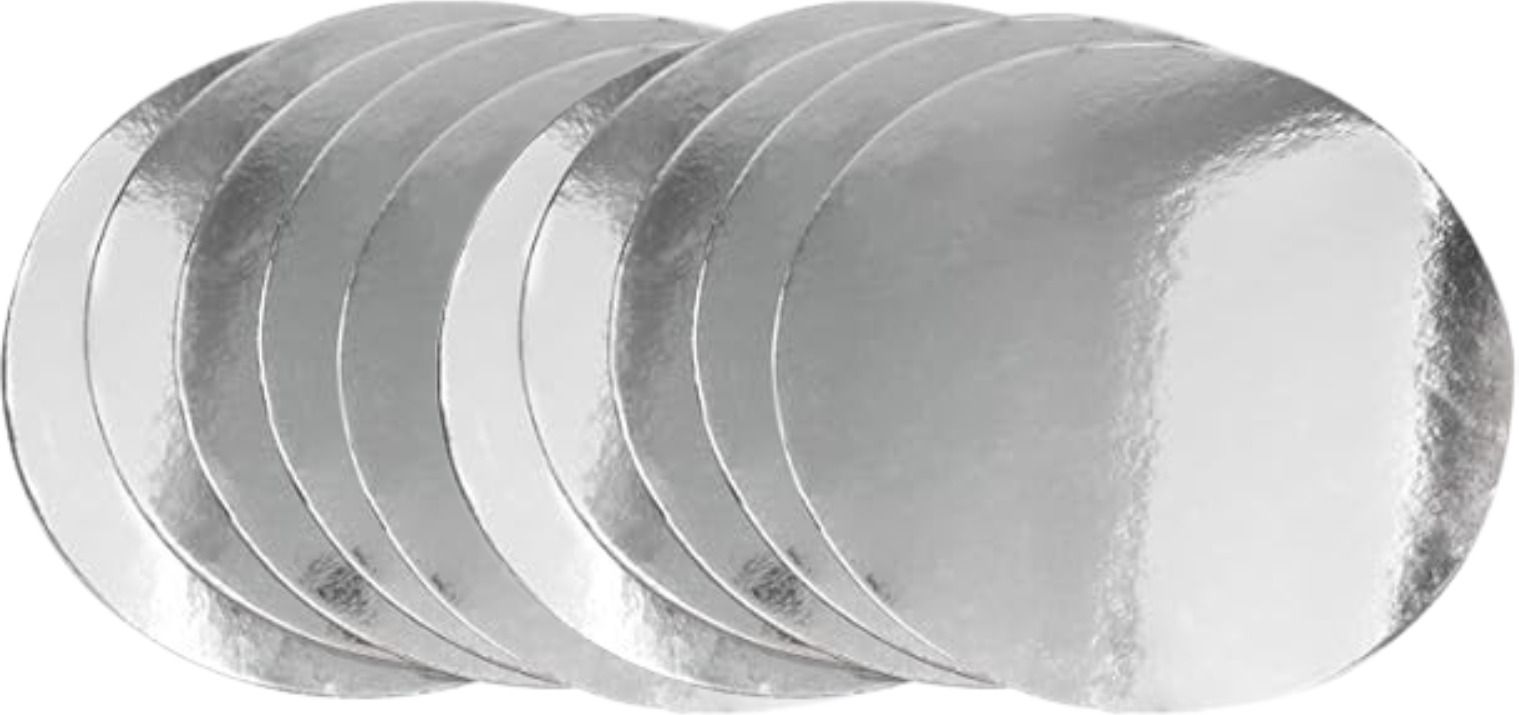 aggi CAKE BASE ROUND BOARD 10 PIECE COMBO PACK (10X10") Silver Plated Cake Server-picture-36