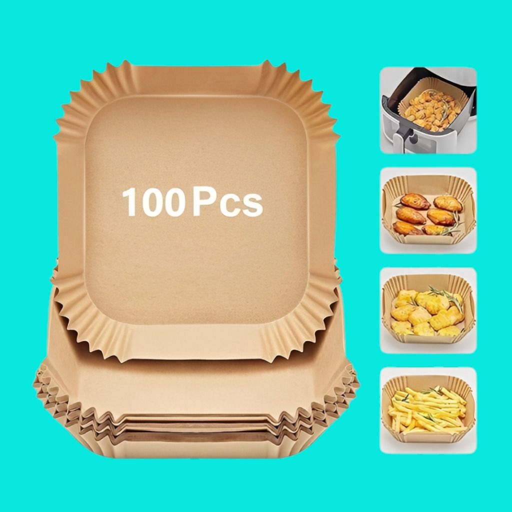 hofex 100 Pcs Square Air Fryer Paper Liners for Baking and Frying Paper Cake Server-picture-25