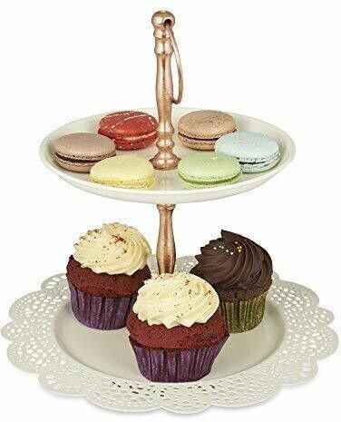Flourish 2 Tier Cake Stand, Cupcake and Dessert Display Stand for Party Stainless Steel Cake Server-image-20