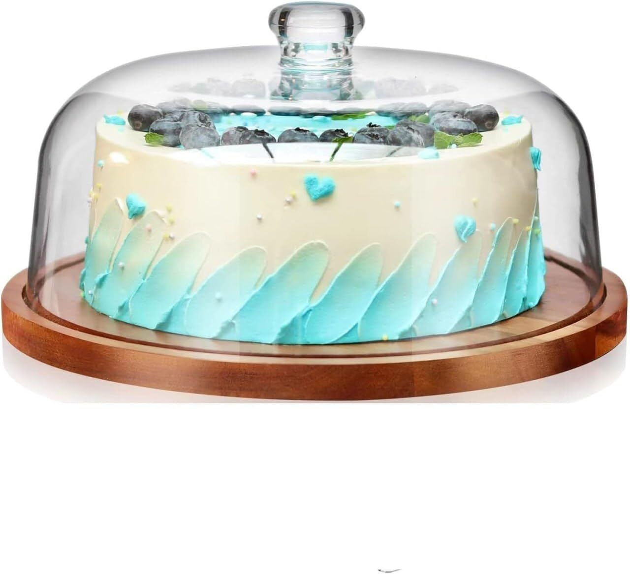 pgk traders Wooden Cake Stand with Acrylic Dome, Round Cake Dessert Serving Tray Platter Acrylic Cake Server-picture-25