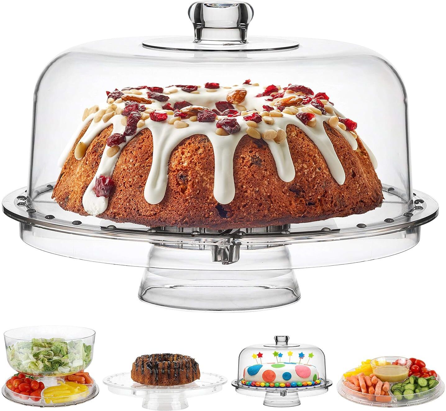 hometic Acrylic Cake Stand Multifunctional Serving Platter and Cake Plate with Dome Lid Acrylic Cake Server-picture-17