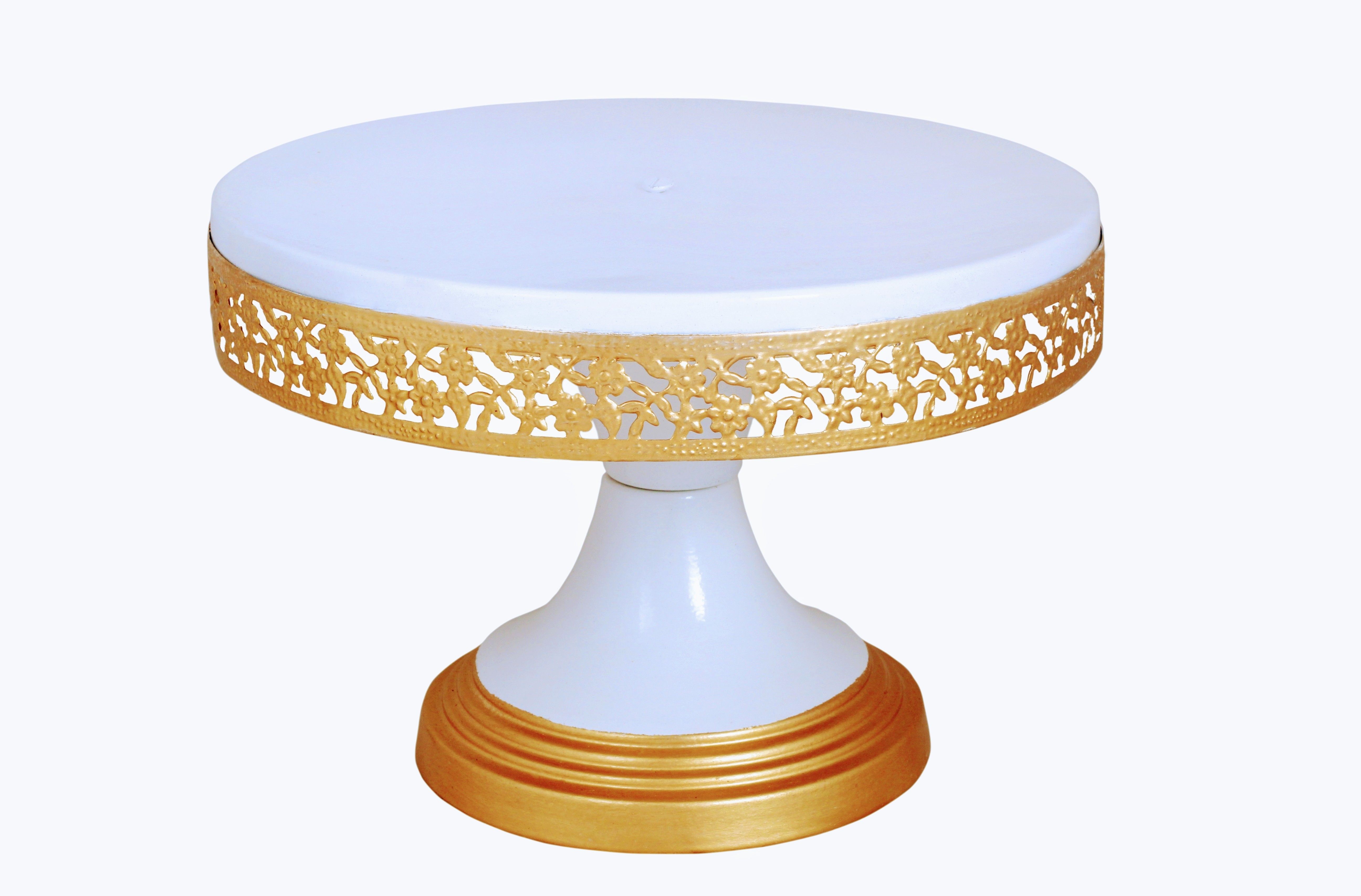nitya creative Golden & White Unbreakable Cake Stand 12" Steel Cake Server-picture-39