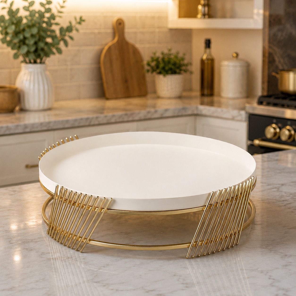 de casa decor White Gold Round Cake Display Stand Iron Cake Server-picture-19