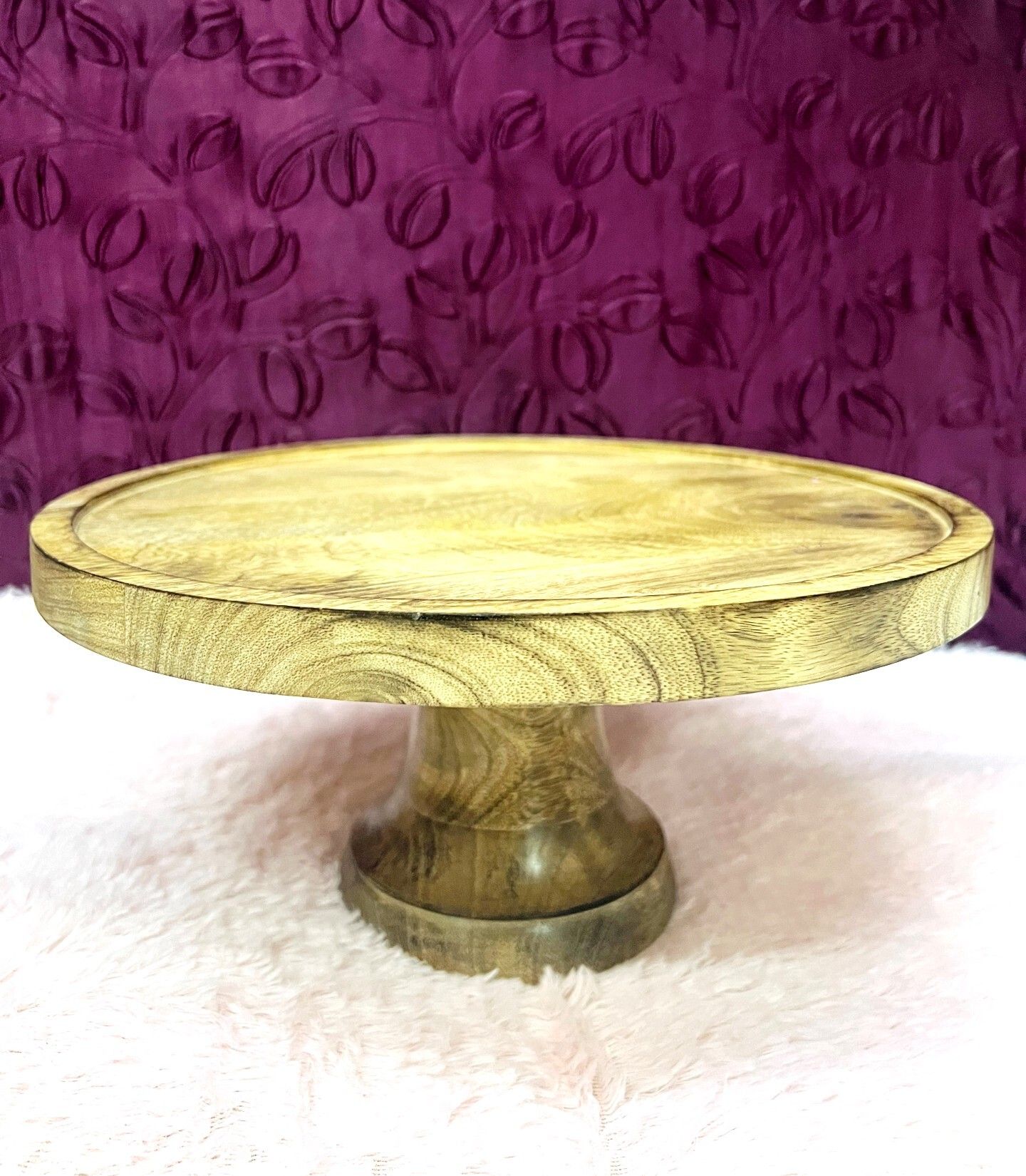 Wooden Cake Stand Cup Cake Multipurpose Platter 12" Inch Wooden Cake Server-image-2
