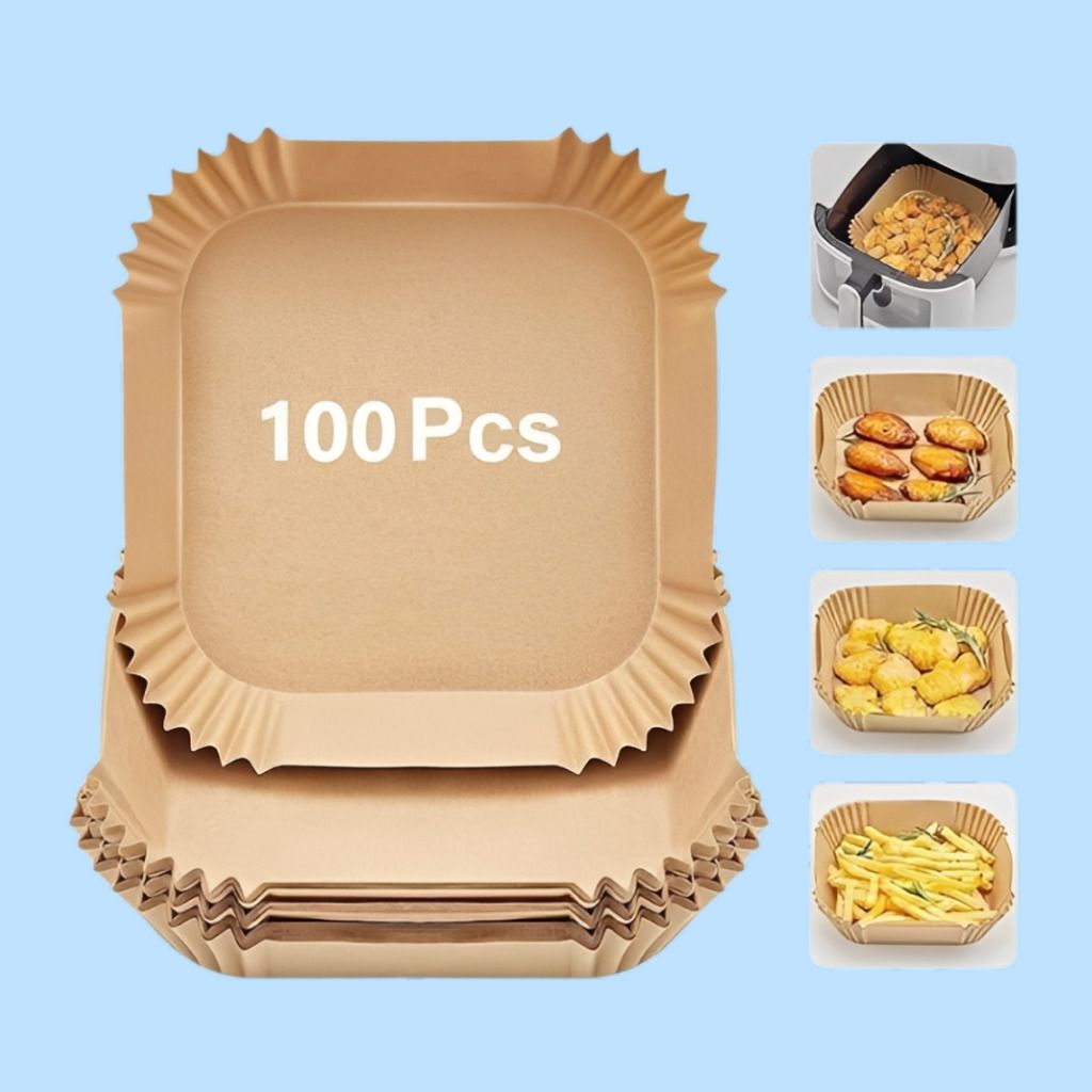 hofex 100 Pcs Square Air Fryer Paper Liners Heat Resistant Liner Paper Cake Server-picture-26