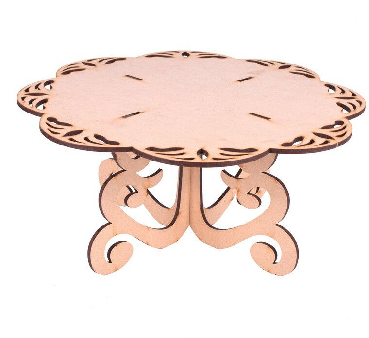 Round PlyWood Cake and Dessert Pedestal Display Stand for Dining Table Wooden Cake Server-image-42