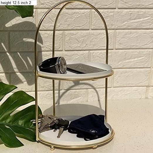 palak enterprises Metal 2-Tier Cake Stand Snack Platter for Home Decor height 12.5 inch Stainless Steel Cake Server-picture-44