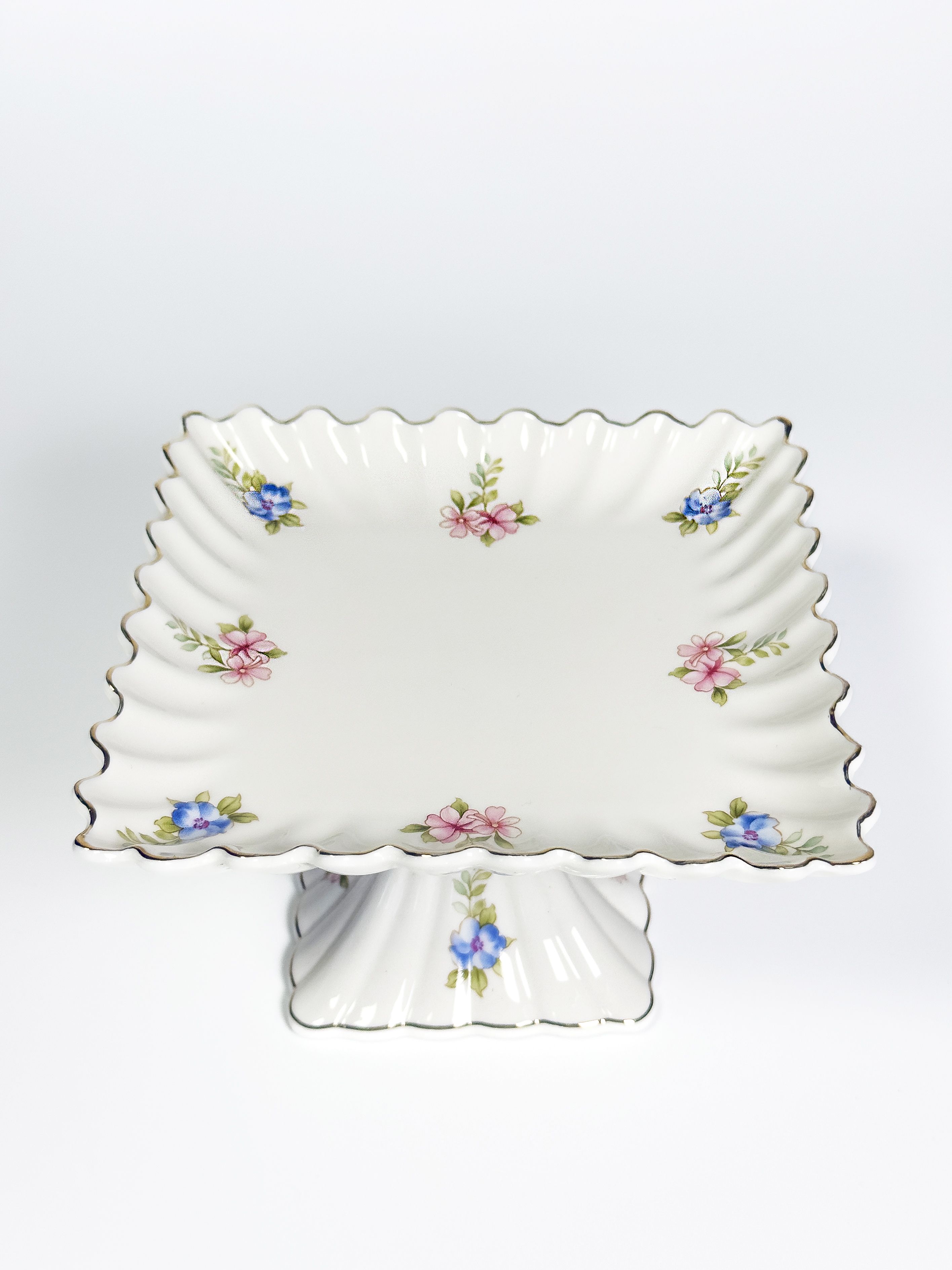 Vintage Floral Ceramic Cake Stand, Premium Porcelain Dessert Ceramic Cake Server-image-19