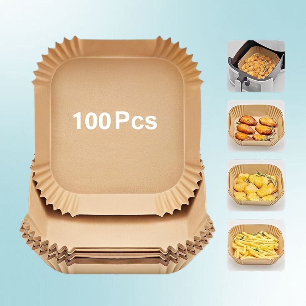 hofex 100 Pcs Square Air Fryer Paper Liners Mess-Free Cooking Paper Cake Server-picture-20
