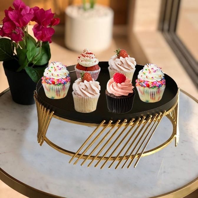 dsh Cake Stand Multipurpose Stand for Birthday and Wedding Party ( Black-Fancy-11K) Iron Cake Server-picture-0