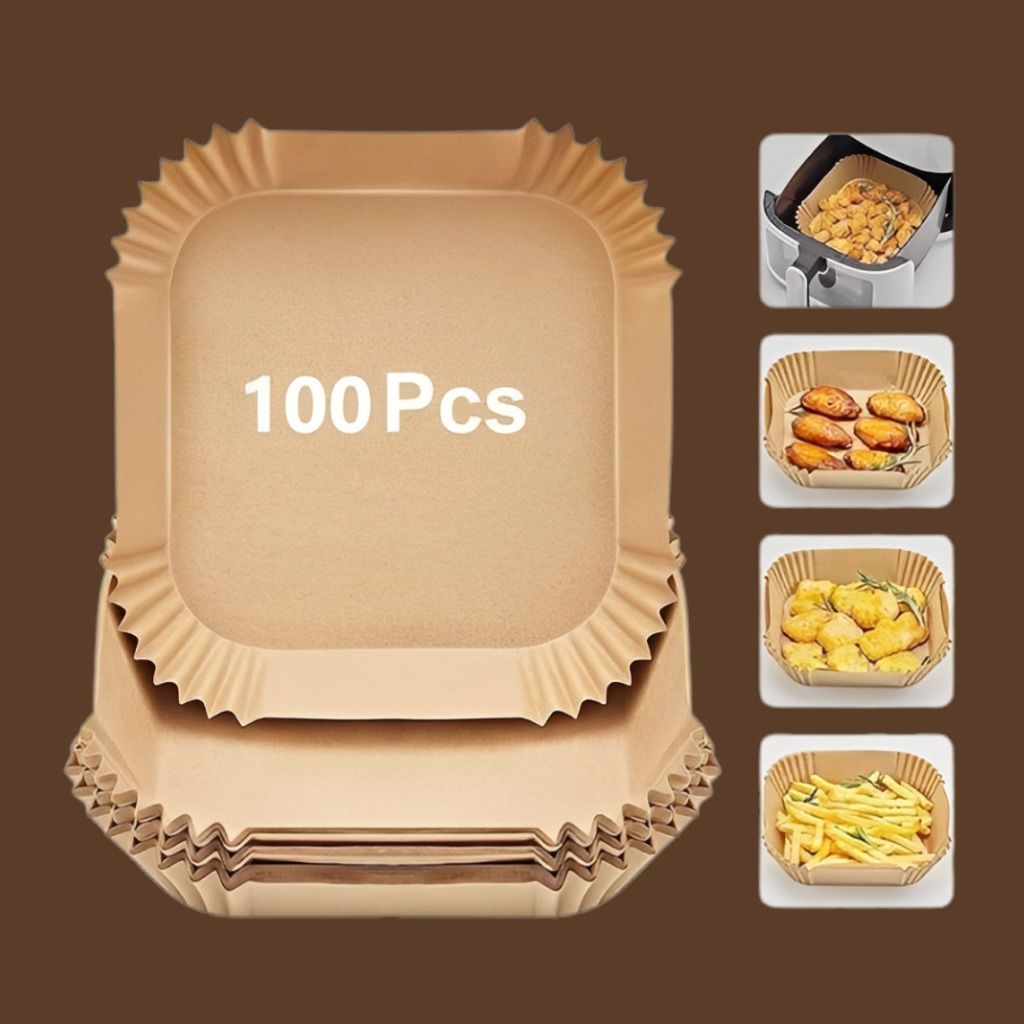 hofex 100 Pcs Square Air Fryer Paper Liners for Healthy Cooking Paper Cake Server-picture-38