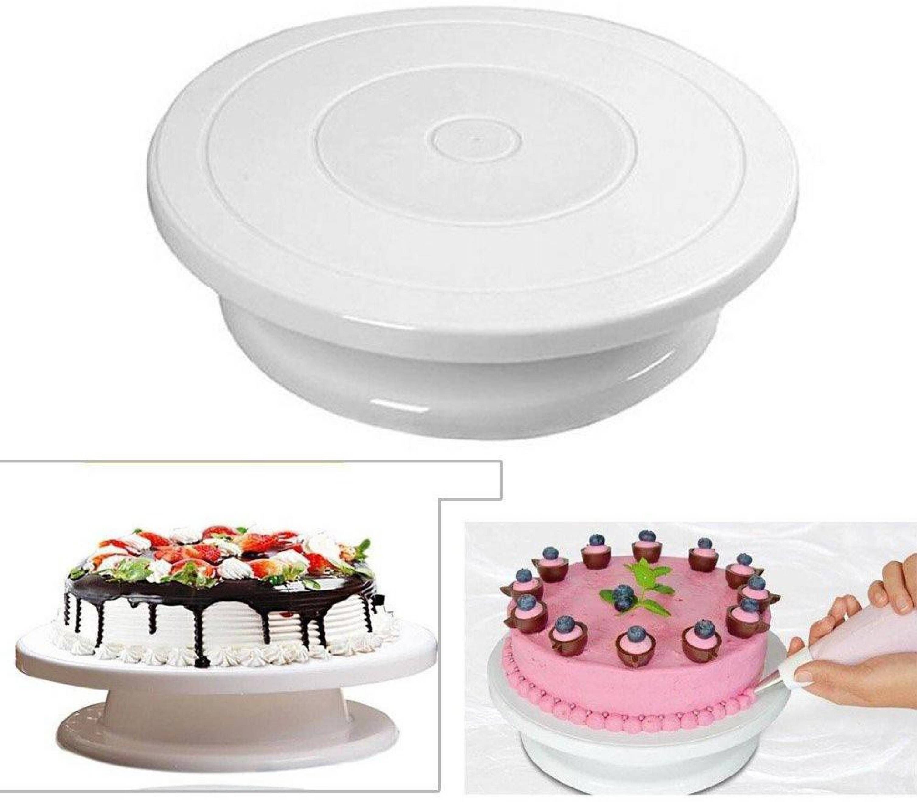 pgk traders cake turntable rotating cake stand | (White, Pack of 1) | Plastic Cake Server-picture-34
