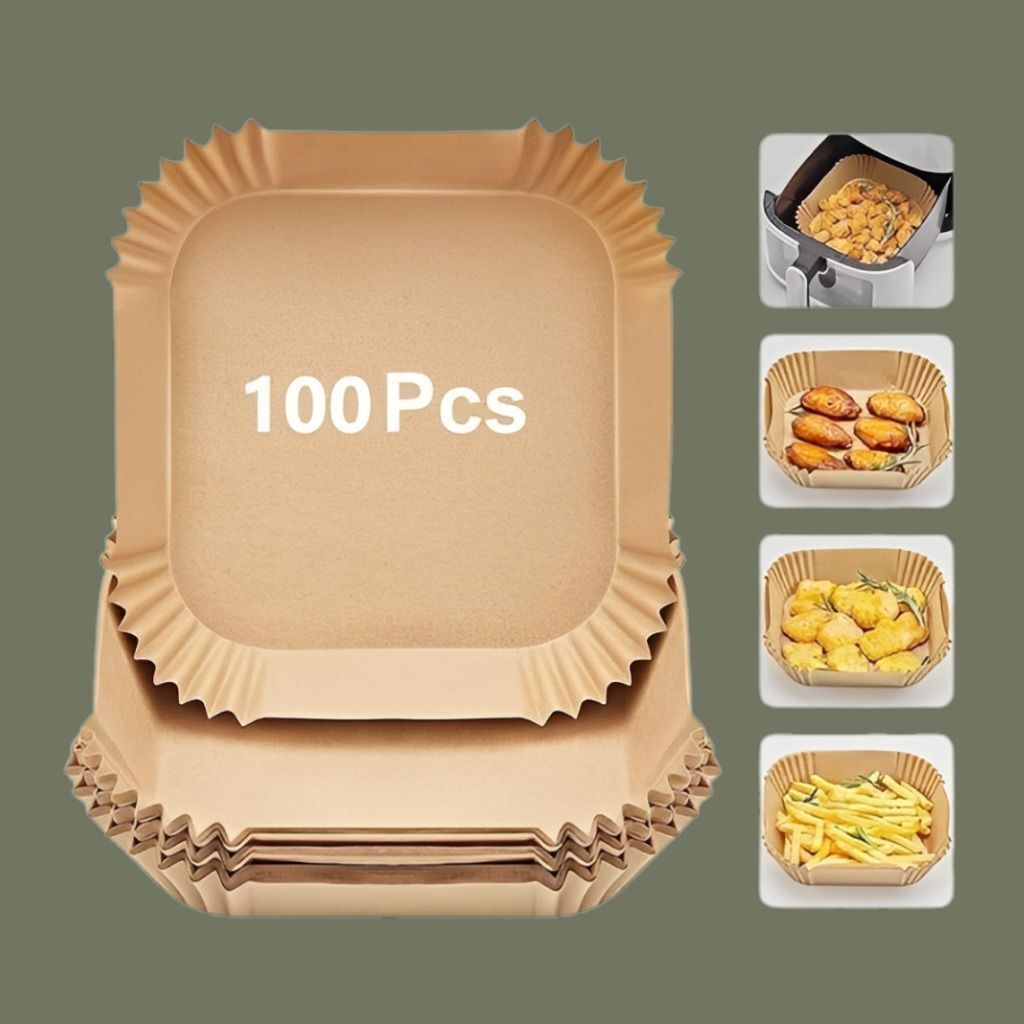 jiyana living 100 Pcs High Temperature Resistant Air Fryer Disposable Liners Paper Cake Server-picture-14
