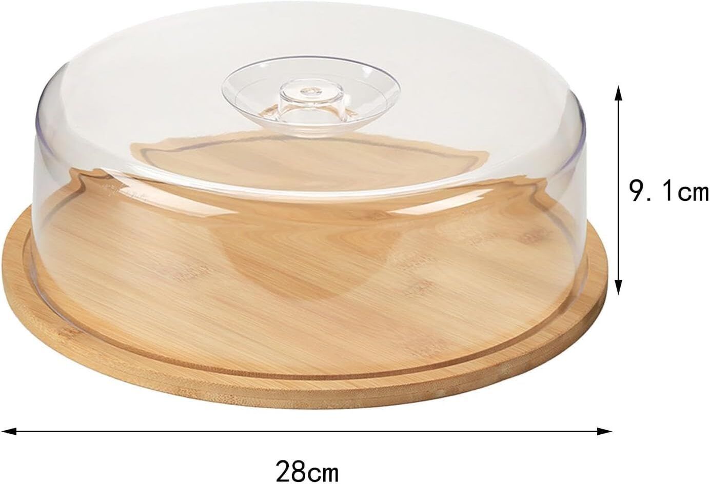 raycraft WORLD Round Cake Stand Container Serving Cake Plate with PP Lid Wooden Cake Server-picture-21