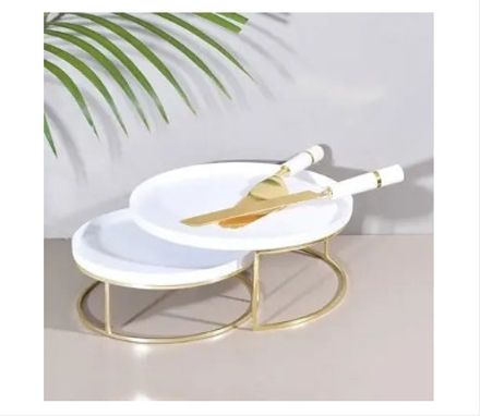 palak enterprises Metal Cup Cake Stand White And Gold Multipurpose Steel Cake Server Stainless Steel Cake Server-picture-43