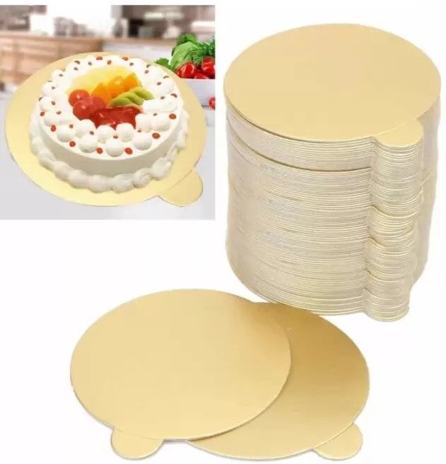 umar craft UK baker 6 inch Cardboard cake base/server golden 6 inch ( pack of 20) Paper, Wooden Cake Server-picture-40