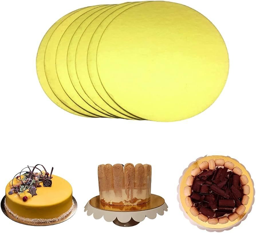 sourcekart 10" Golden Round MDF Cake Base Wooden Cake Server-picture-13