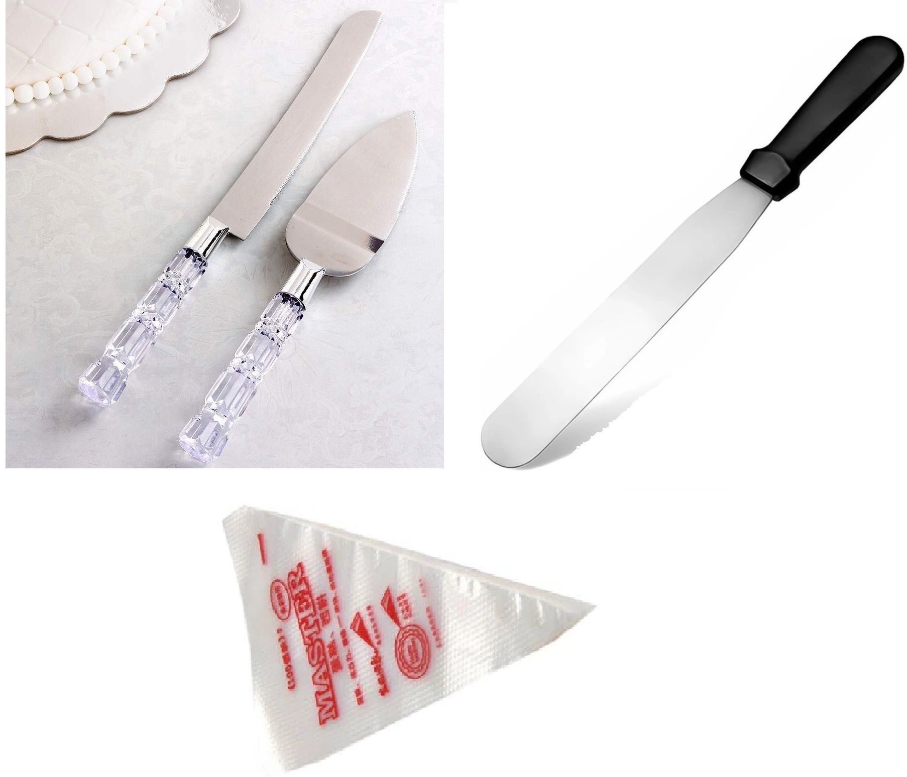 xila magic Stainless Steel Cake Knife Server Set 6inch server Piping bag (12pcs) wedding, Stainless Steel Cake Server-picture-36