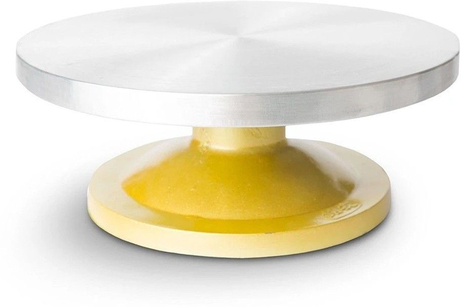 Fiber Cake Turntable, 360 Degree Smooth Rotating, Silver & Golden 12 Inch Silver Plated Cake Server-image-34