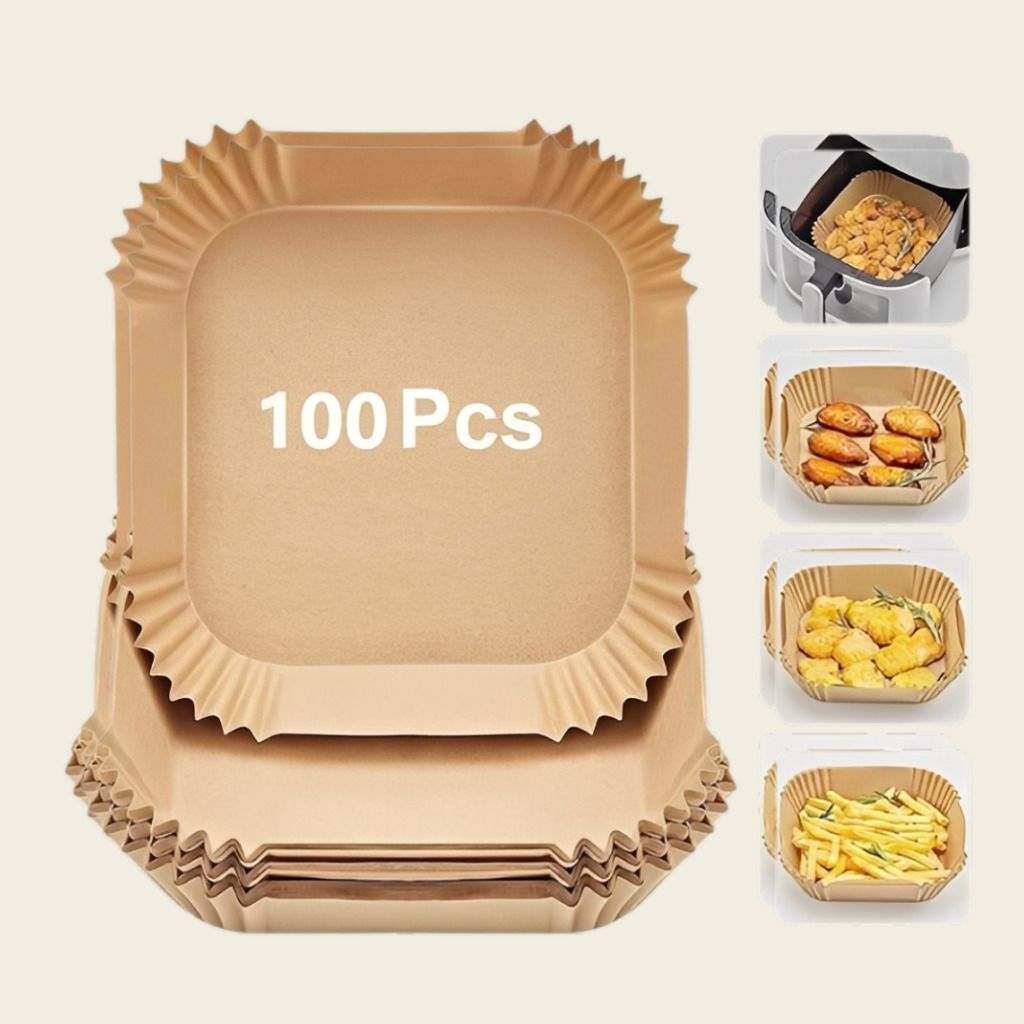 hofex 100 Pcs Air Fryer Disposable Paper Liners Square Shape Paper Cake Server-picture-12