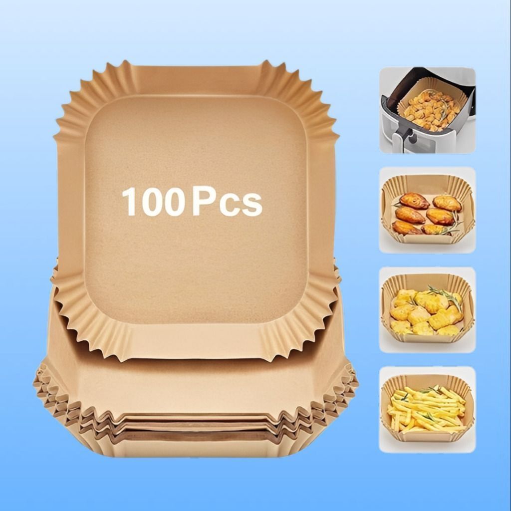 jiyana living 100 Pcs High Heat Square Air Fryer Disposable Paper Liners Paper Cake Server-picture-32
