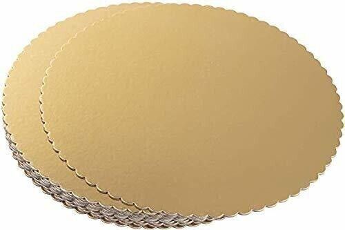 9'' Round cake base golden, 10 piece Paper Cake Server