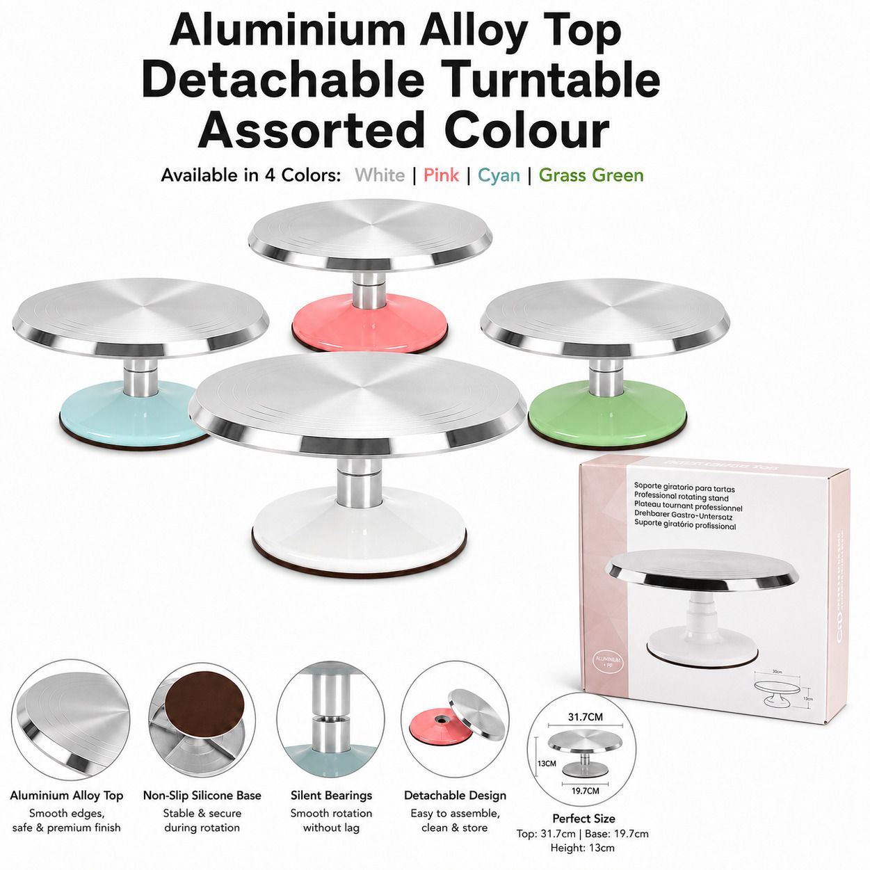 Detachable Aluminium Alloy Turntable for Cake Decorating Rotating Stand Aluminium Cake Server-image-27