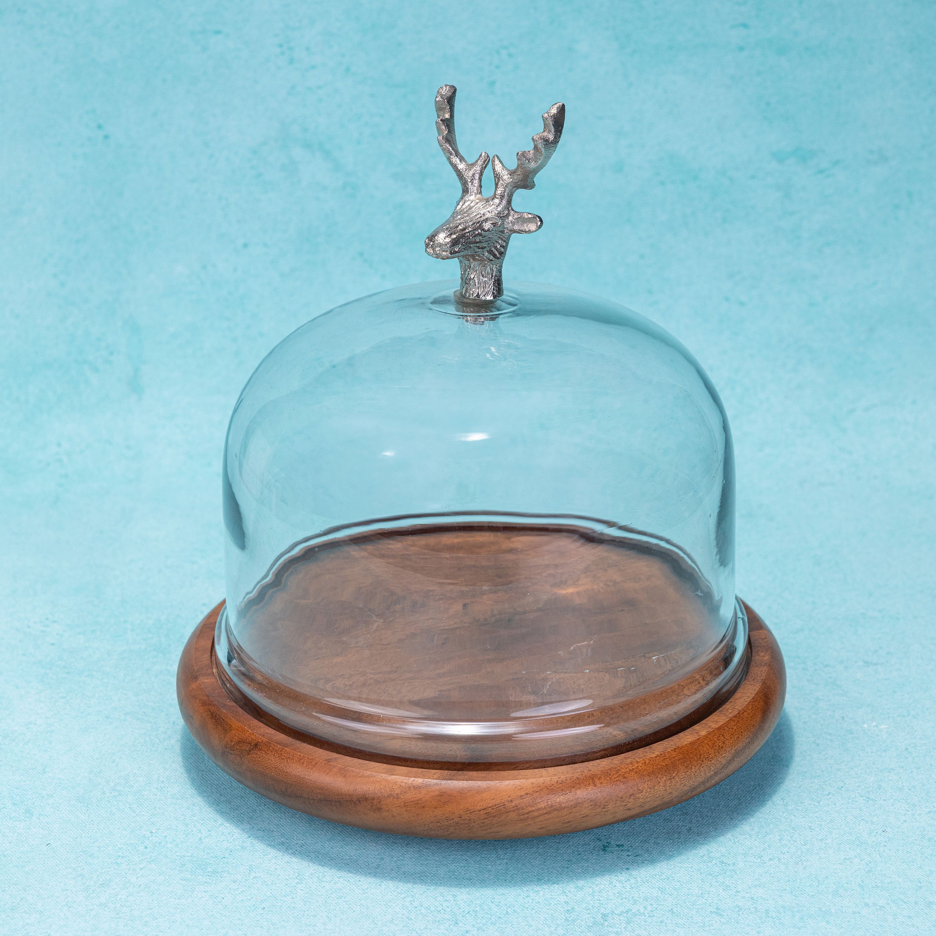 Wildood Acacia Wood Cake Stand with Glass Dome Wooden, Glass, Aluminium Cake Server-image-19