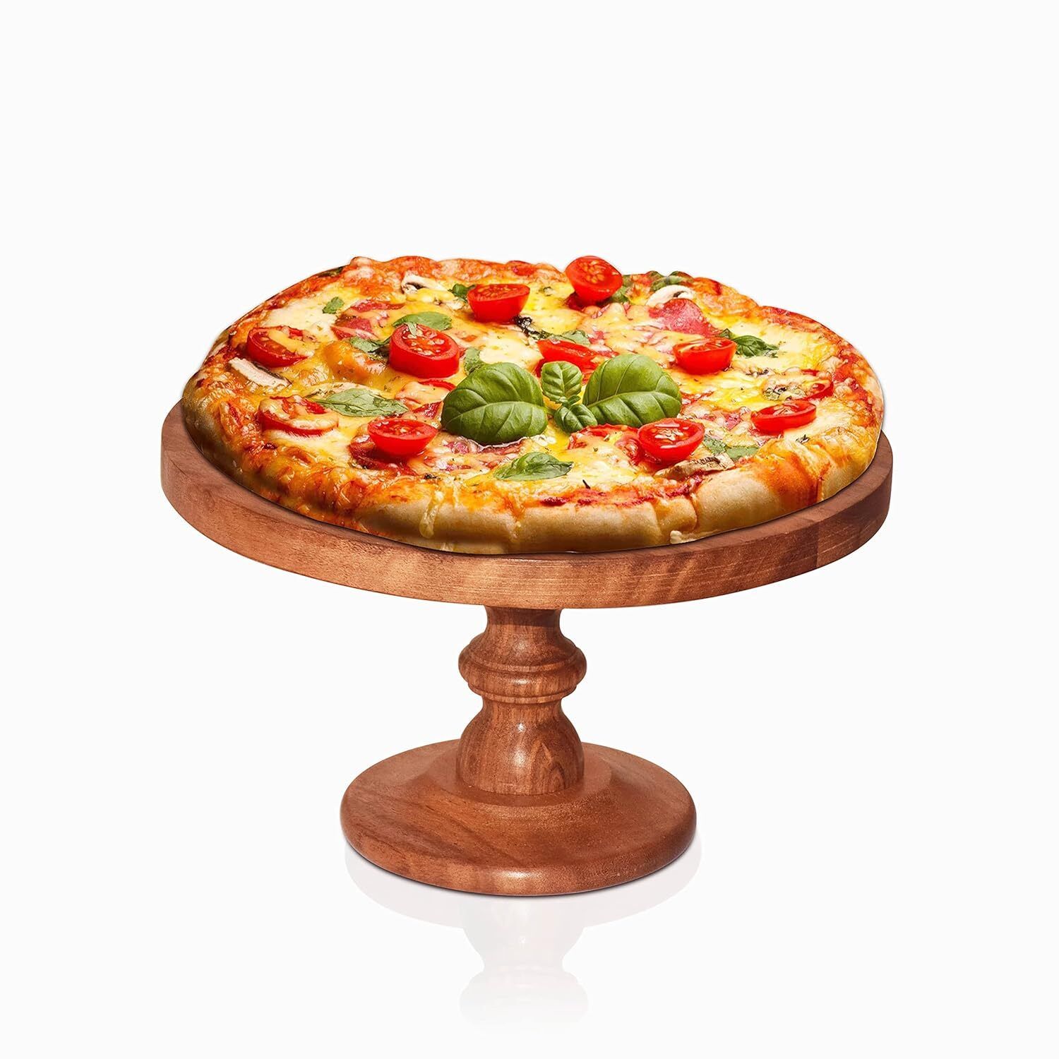 Pure Source India Wood Multipurpose Cake Stand Pizza Stand Dessert Platter Wooden Cake Server-picture-11