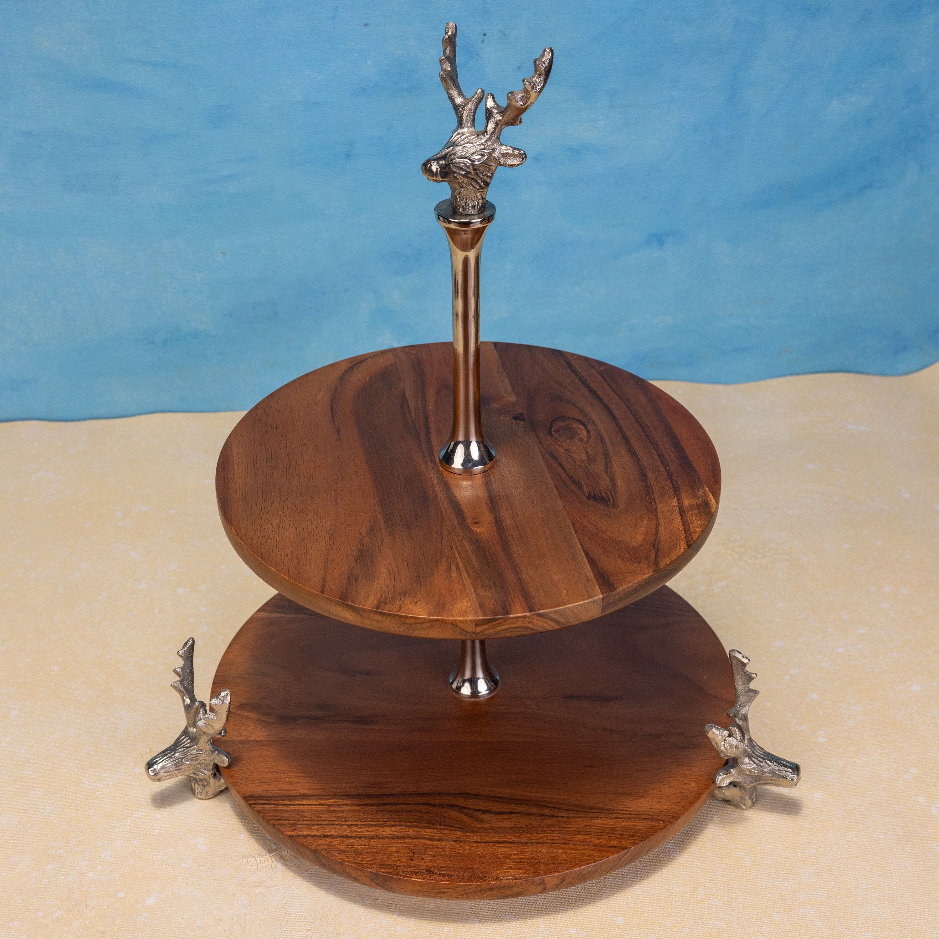 Wildwood Two-tier Cake Stand Wooden, Aluminium Cake Server-image-20