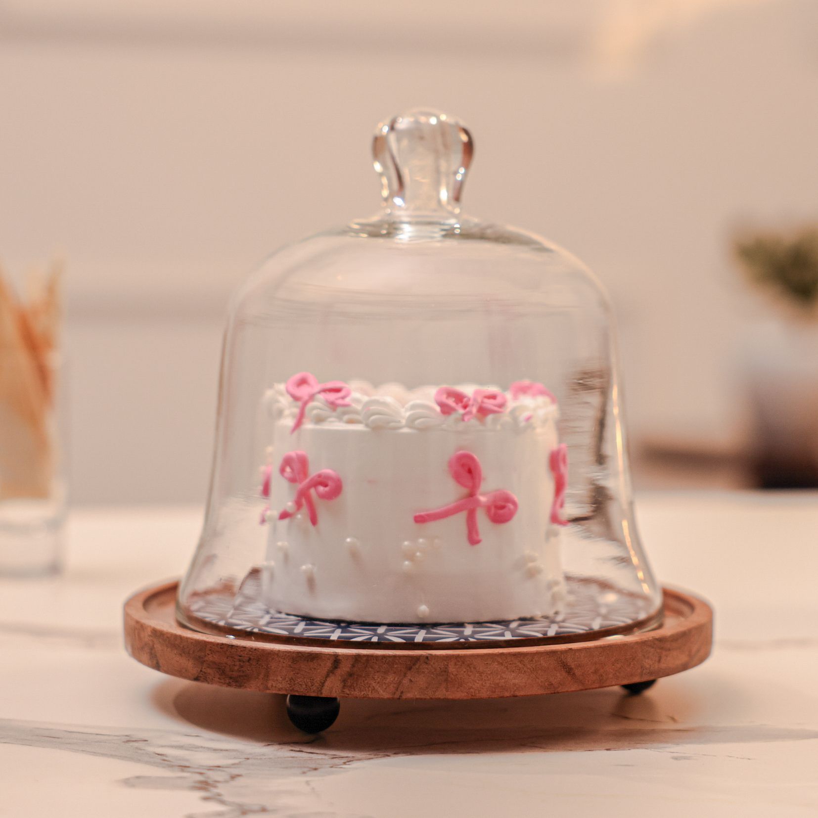 ireka homes Wooden, Glass Cake Server-picture-10