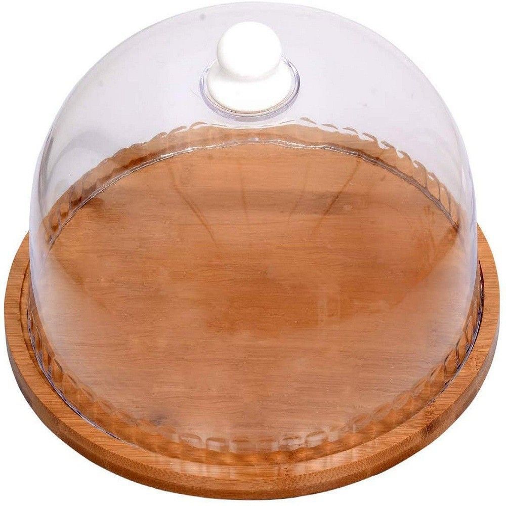 queryzen Cake Dessert Serving Tray Platter Salad Punch Bowl Home Kitchen Baker's Bakery Plastic, Wooden Cake Server-picture-13