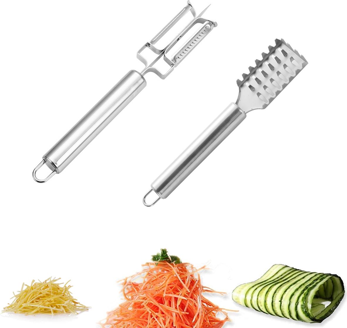 ortiza Multi-Function Stainless Steel Double-Sided Peeler, Melon and Fruit Peeler Stainless Steel Cake Server-picture-44
