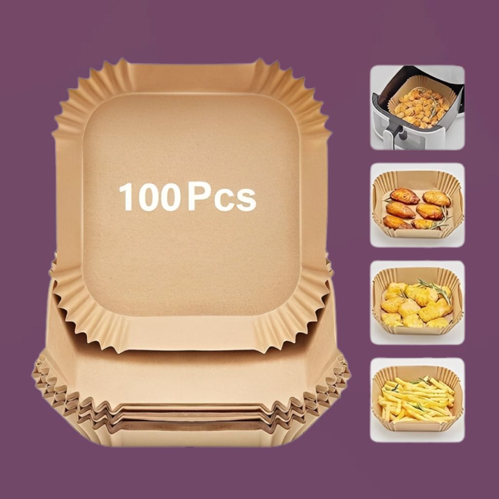 hofex 100 Pcs Square Air Fryer Paper Liners Keeps Basket Clean Paper Cake Server-picture-26