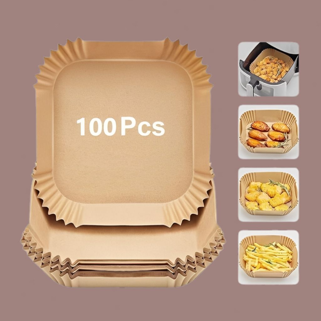 hofex 100 Pcs Square Liners for Air Fryer Steamer and Microwave Paper Cake Server-picture-16