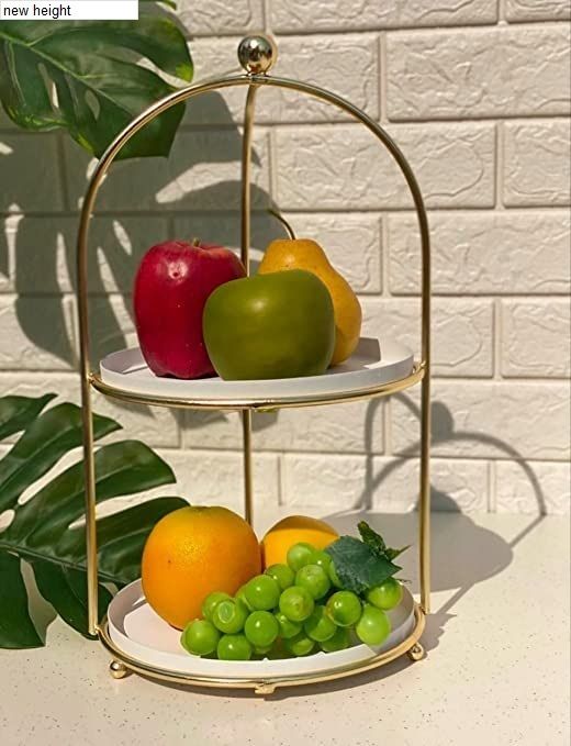 palak enterprises Metal 2-Tier Cake Stand Snack Platter for Home Decor Stainless Steel Cake Server-picture-46