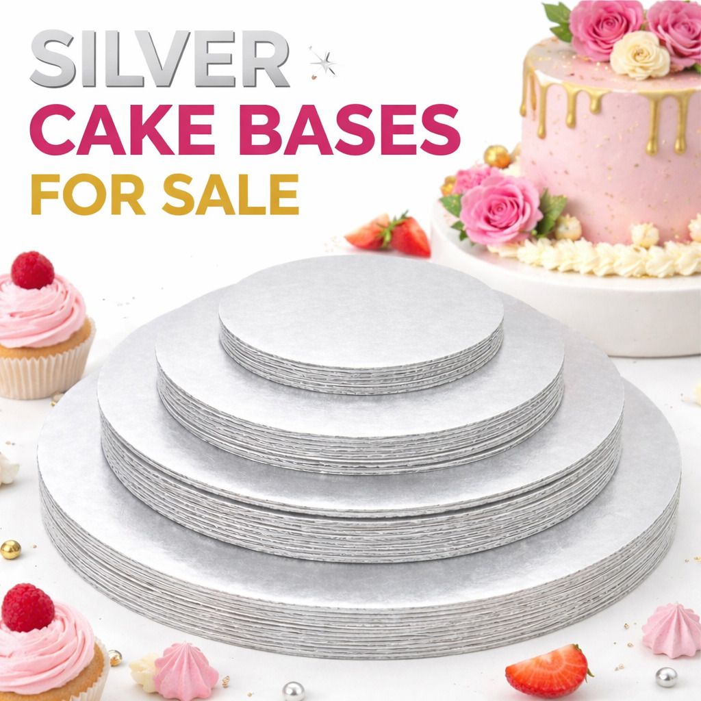 oyeboxes Round Silver Cake Base/Board Paper Cake Server-picture-17