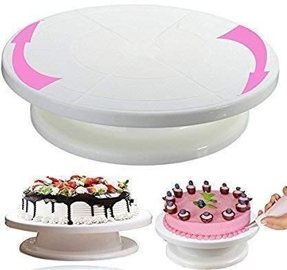 fivanio Plastic Round 360 Degree Rotating Cake Turntable Decorating Plastic Cake Server-picture-1
