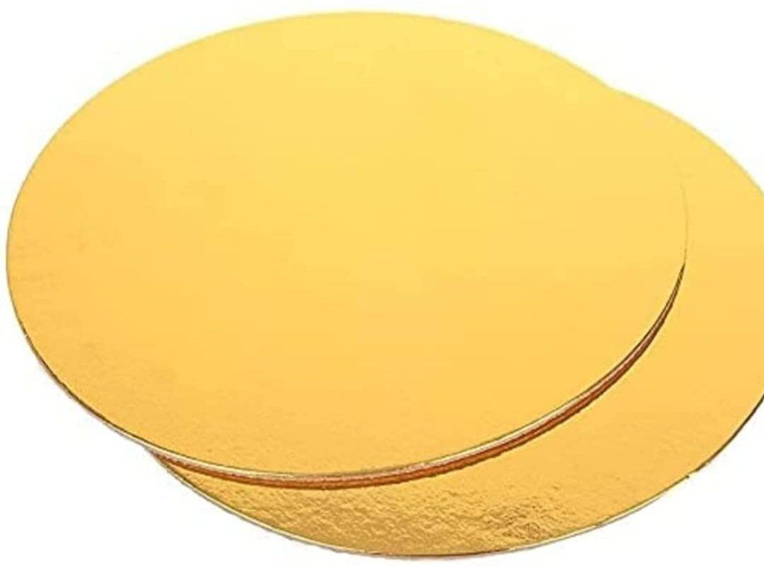 MDF Round golden Cake Base/Board Server 8 inch, Pack of 5 pcs Paper Cake Server