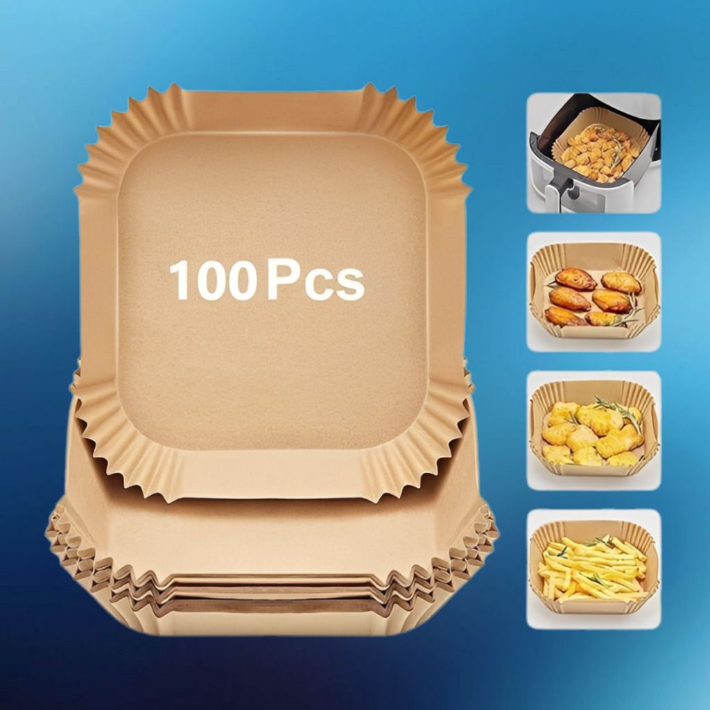 hofex 100 Pcs Air Fryer Disposable Paper Liner Square Baking Set Paper Cake Server-picture-43