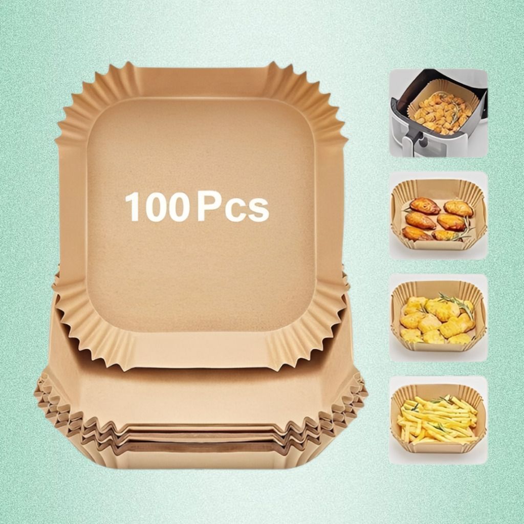 hofex 100 Pcs Air Fryer Disposable Paper Liners for Baking & Roasting Paper Cake Server-picture-22
